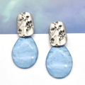 Boucles d&#39;oreilles de goujon vintage personnalisées pour les femmes Boucles d&#39;oreilles rétro bleues nouvelles acryliques